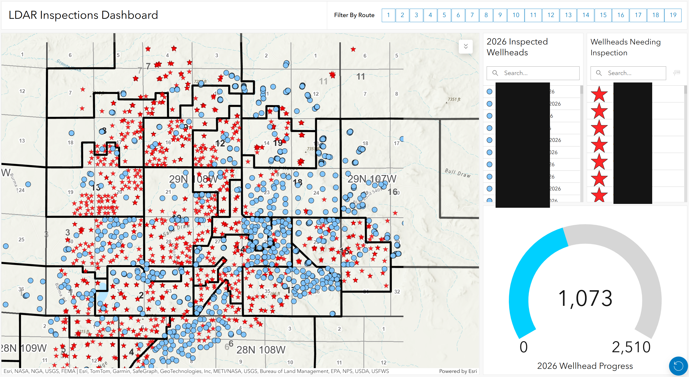 LDAR Inspections Dashboard, ArcGIS Enterprise